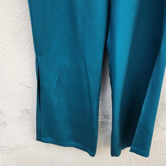 FIORLA Forte Split Hem Turquoise Silk Pants - Picture 4 of 8